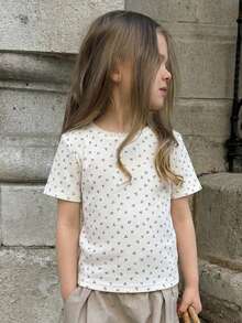 Dazy Kids Young Girl Summer Casual Ditsy Floral T-Shirt - White - View 8