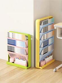 1PC Multi Tier No Assembly Freestanding Bookcase Floor Standing Durable Book Magazine Storage Rack For Classroom Library Home Office Reading Room Back To School Teachers Gift Bookshelf Organizer Must Haves - Multicolor - View 4