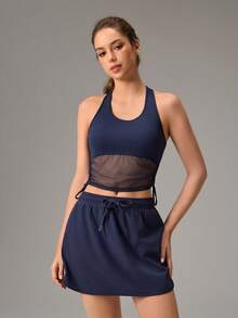 OutZeal Women Outdoor Tank Hiking Camping Gym Breathable Mesh Panel Cropped Non-Sleeve T-Shirt Summer - Navy Blue - View 7