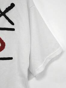 ROMWE MEN 男士圓領字母圖案休閒日常短袖T恤 - 白色 - 查看 5