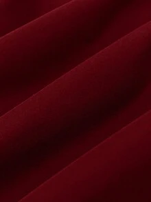SHEIN 青少年女孩編織素色貼袋短版寬鬆休閒連帽外套 - 酒紅色 - 查看 12