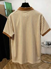 Manfinity Hypemode 男士字母條紋短袖休閒 Polo 衫 - 彩色 - 查看 2