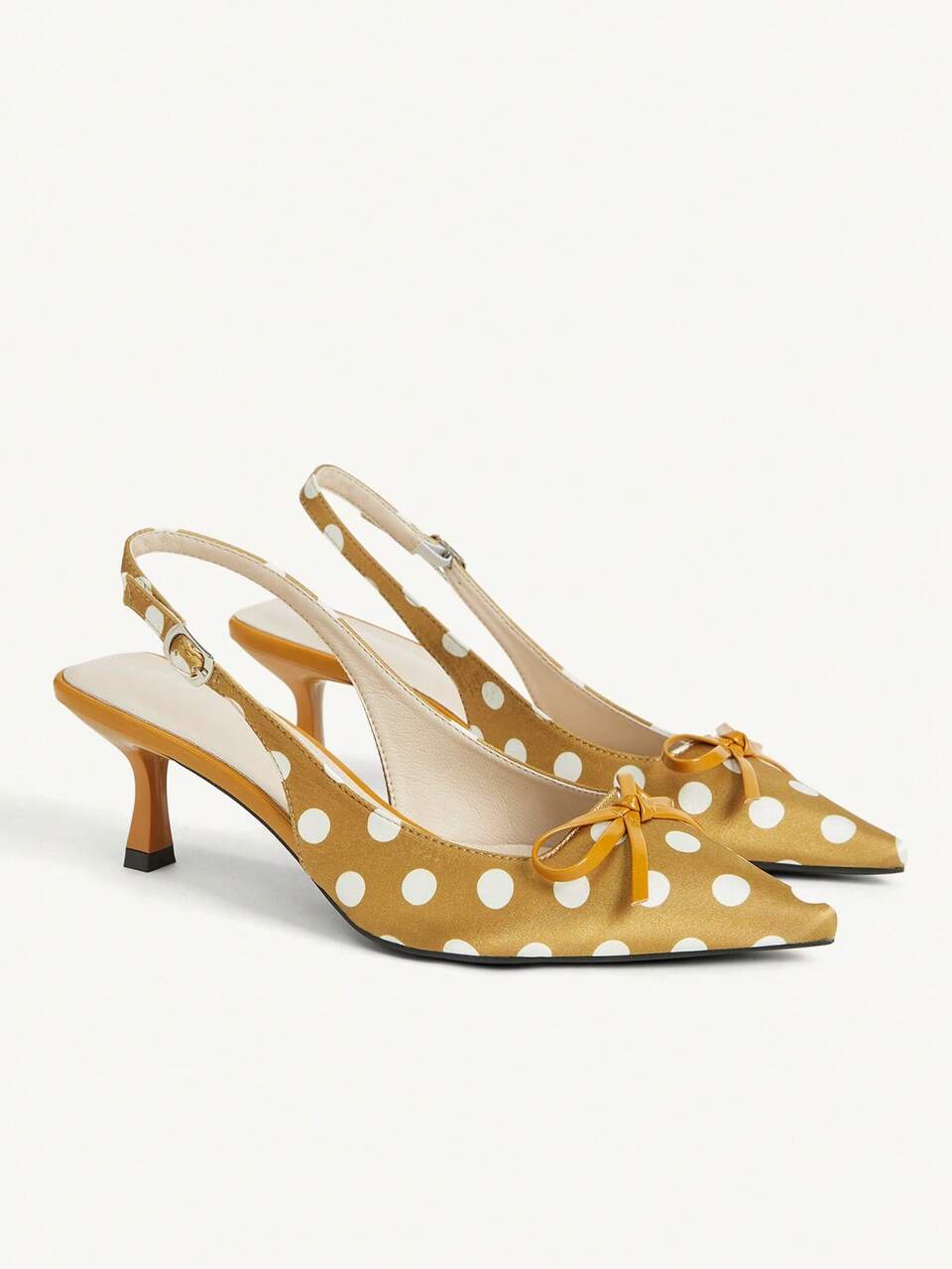 CUCCOO CHICEST Polka Dot Bow Pointed Back Empty Sandals Women's Retro Stiletto High Heels