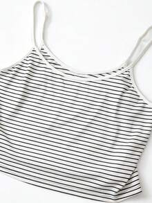 SHEIN 3件套黃色長袖條紋數位印花襯衫、黑色長褲、細肩帶背心，適合春夏外出穿著 - 彩色 - 查看 4