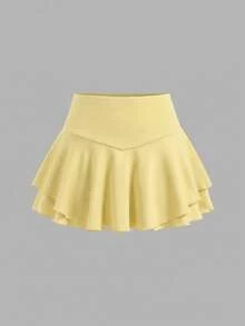 SHEIN Girlism Tween女孩 買1件送2件 針織純色洋裝短褲 運動休閒風 返校季 網球風 夏季 黑色 棕色 白色 - 彩色 - 查看 7