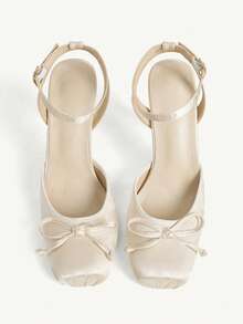 CUCCOO CHICEST Women Shoes Fashion Women's High Heels Shoes Bow Design Square Toe Wrinkled Sexy Party Banquet Wear High Heels - Apricot - View 2