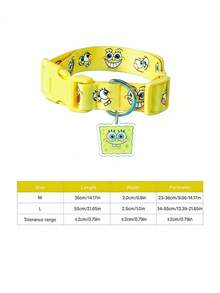 SpongeBob SquarePants | PETSIN Cartoon Heat Transfer Pet Collar, Lively And Fun Print, Breathable Material For Comfortable Wear, Sturdy Buckle, Adjustable Quick-Release Buckle Design For Easy On/Off, Creates A Happy Pet Look - Yellow - View 3