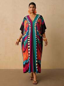 Travachic Vestido largo versátil, holgado y adelgazante para mujer de talla grande, casual para vacaciones - Multicolor - Ver 8