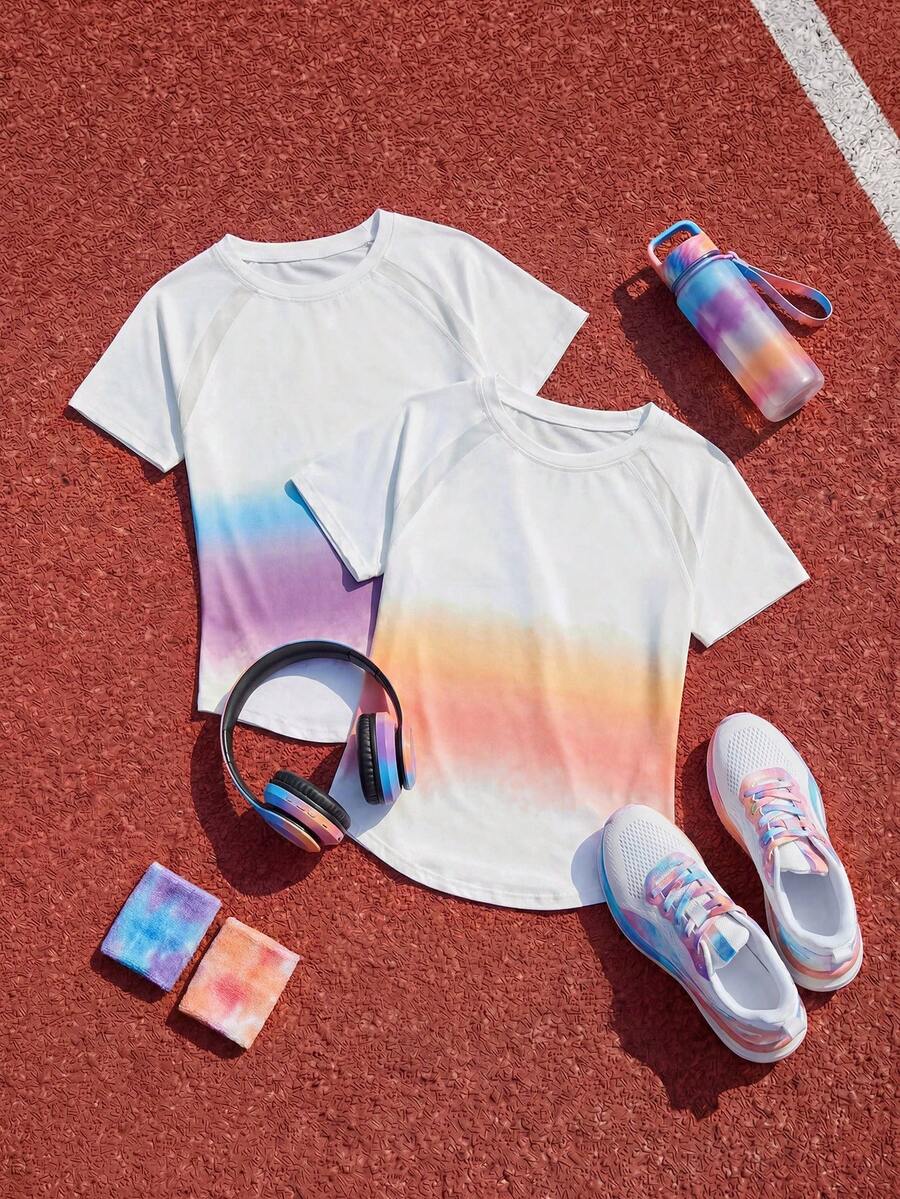Cheerettes Women's Gradient Color Raglan Short Sleeve Sports T-Shirt - Multicolor - View 1