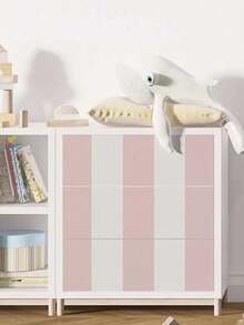 1 Roll Pink White Striped Peel And Stick Wallpaper, Removable Self Adhesive Contact Paper, Renter Friendly Modern Stripe Wall Decor For Living Room Bedroom Girl Nursery Office Dorm Apartment Home Decoration - 1PC - View 3