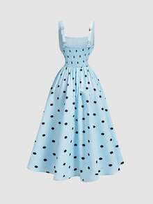 SHEIN MOD Gaun Midi Tanpa Lengan Motif Polkadot untuk Wanita - MultiWarna - View 4