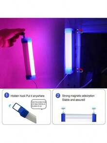 LED Ambient Night Light, USB Powered, Magnetic Design Easy To Install; Bedroom Decor Light, Portable, Simple To Use, Pink And Blue Light, Suitable For Bar Decor, Party Atmosphere Decor, Car Interior Decor, Live Streaming, Photography Background Decor And More Scenarios - USB Link - Blue and White - View 9