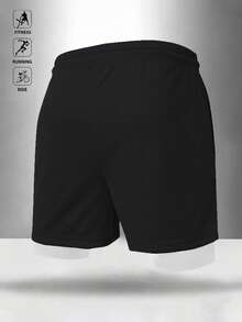 Gym Rark Pantalones cortos casuales versátiles para hombres con cordón en la cintura, estampado de eslogan, para uso diario, viajes y deportes - Blanco y Negro - Ver 2