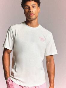 SUMWON Club Front Runner Printed Crew Neck Short Sleeve Regular Fit Tee With Back Graphic Text Print - White - View 4