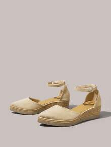 Styleloop Women's Wedge Heel Platform Sandals, Bohemian, Beach Vacation, Western Wind, Summer Wear, Travel Essentials - Oatmeal - View 2