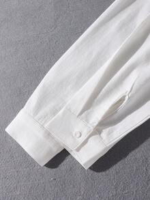 Teen Boys' White Shirt. Perfect For Spring, Summer, And Fall. Ideal For Everyday Casual Cute Teen Techno, Light Business, And Commuting. Party Rave - White - View 5