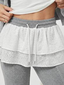 K-Vae Women's 2026 Spring New 2 In 1 Crochet Casual Pants With Drawstring, Hollow Out, Patchwork Flared Long Pants - Grey - View 4