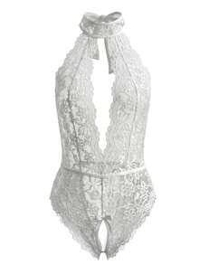SHEIN 性感蕾絲無肩帶收腰掛脖式女款3件套內衣組（無鋼圈），性感女用內衣，蕾絲性感內衣，性感套裝 - 彩色 - 查看 6