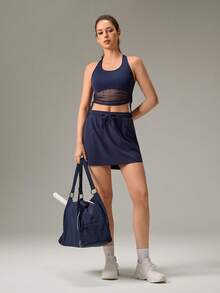 OutZeal Women Outdoor Tank Hiking Camping Gym Breathable Mesh Panel Cropped Non-Sleeve T-Shirt Summer - Navy Blue - View 4