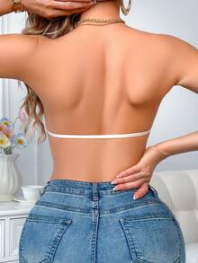 SHEIN 1件装女士粘性性感文胸 - 酒紅色 - 查看 2