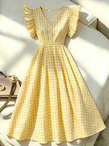SHEIN Franclia Spring/Summer Pastoral Cottagecore Tropical V-Neck Dress ...