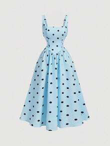 SHEIN MOD Gaun Midi Tanpa Lengan Motif Polkadot untuk Wanita - MultiWarna - View 2