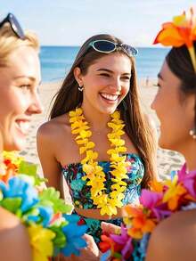 40/45 pezzi di ghirlande di fiori hawaiani, ghirlande di fiori in stile tropicale hawaiano, ghirlande di fiori hawaiani riutilizzabili per decorazioni di feste, bomboniere a tema fiori hawaiani, adatte per feste in spiaggia, compleanni, luau hawaiani e decorazioni, matrimoni festivi - Multicolore - Visualizzare 4