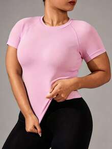 Velisys Velisys Women's Plus Size Solid Color Short Sleeve Fitted Sports T-Shirt - Multicolor - View 6