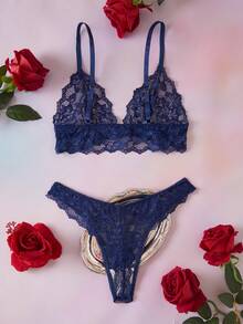 Elorette Women Sexy Lingerie Sets - Navy Blue - View 9