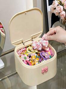 Zazumi Girl's Hair Accessories Storage Box, Headband Storage Box, Headbands, Hair Ribbons, Cotton Swab Storage Box, Bathroom Container Hair Clip Holder With Lids, Kitchen, Home Storage Boxes - View 9