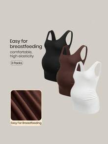 Modmama Maternity Casual Versatile Solid Color Fitted Tank Top - Multicolor - View 8