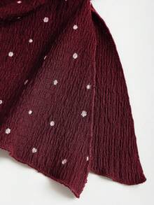 Sweetra Spring/Summer Fashion New Vintage Strapless Ruched Metal Buckle Waist-Cinching Slimming Asymmetrical Hem Top & Minimalist Wide Leg Long Pants Elegant Women's Brown Polka Dot 2-Piece Set - Burgundy - View 8