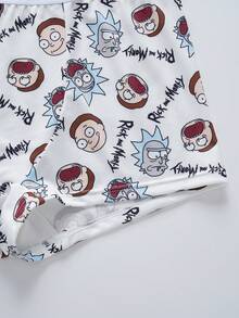 Rick and Morty X SHEIN Set Pakaian Dalam Camisole dan Celana Pendek Motif Kartun - Putih - View 11