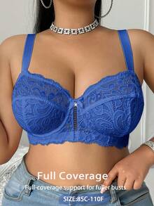 Divavoom Plus Size Lace Underwire Bra, 1pc - Blue - View 3