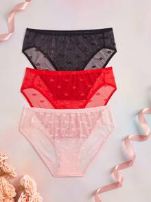 Snug Zone Plus Size Romantic Lace Panties 3-Pack - Multicolor - View 2