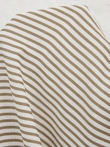 Doze Lane Striped Heart Print Lapel Button-Down Short Sleeve Shorts Women Plus Size Pajama Set - Brown - View 7