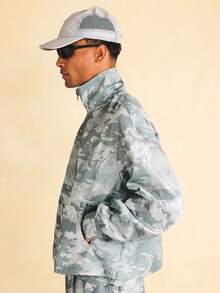 SUMWON Men Camouflage Printed Full-Zip Sports Jacket With Stand Collar Elastic Cuffs And Side Pockets Windbreaker Style - Multicolor - View 2