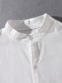 Teen Boys' White Shirt. Perfect For Spring, Summer, And Fall. Ideal For Everyday Casual Cute Teen Techno, Light Business, And Commuting. Party Rave - White - View 8