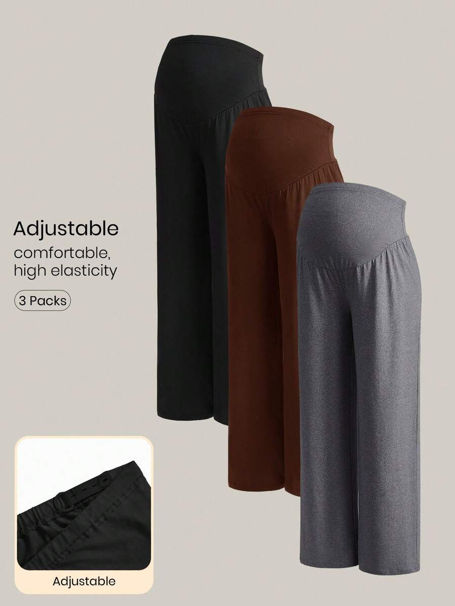 Modmama Pantalones de maternidad casuales versátiles de cintura alta y pierna recta - Multicolor - Ver 1