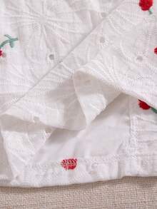 Souflis Souflis 女童夏季返校季 4Y-7Y 白色時尚休閒荷葉邊無袖鈕扣襯衫，舒適柔軟通勤風，適合春夏外出，可作為禮物贈送 - 紅白色 - 查看 9