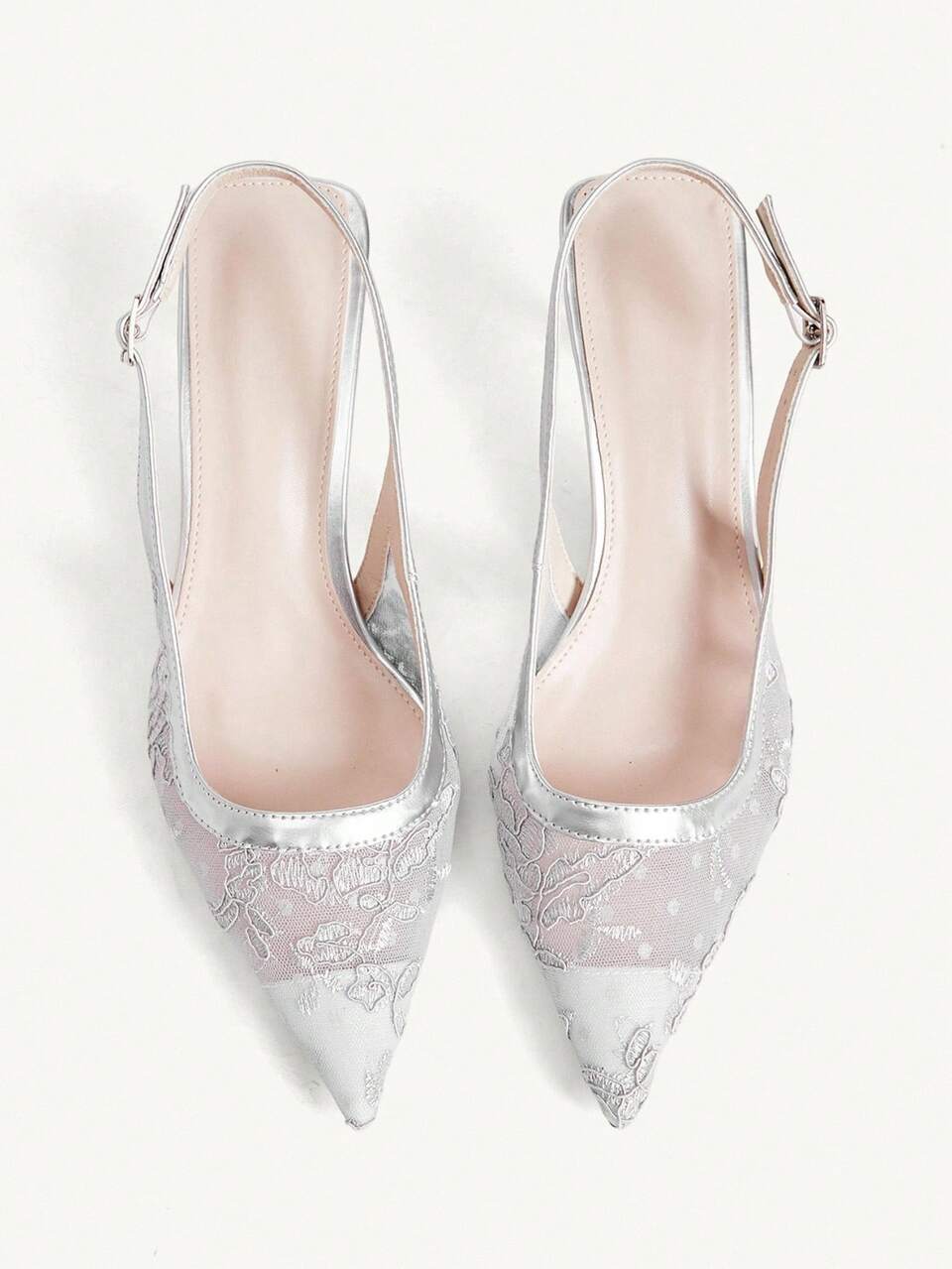 CUCCOO CHICEST Women's Shoes Fashion Versatile Elegant White Lace Flower Elegant Style Pointed Stiletto Sandals