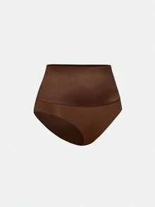 SHAPORA Women's Solid Color Elastic Waist Shaping Triangle Panties - Chocolate Brown - View 3