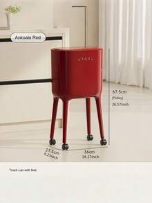1PC Large Capacity Big Size No Bend High Foot Stand Movable With Wheels Luxury Elegant Design Modern Pattern Trash Can Garbage Bin For Kitchen Living Room Home Office Modern Home Decor Waste Management - Multicolor - View 2