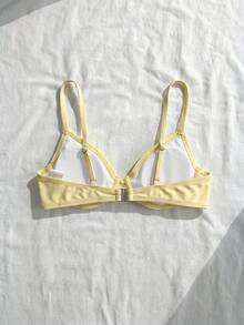 Swim Mod 26SS 春夏度假海灘黑色鋼圈聚攏可愛甜美比基尼上衣 - 鵝黃色 - 查看 2