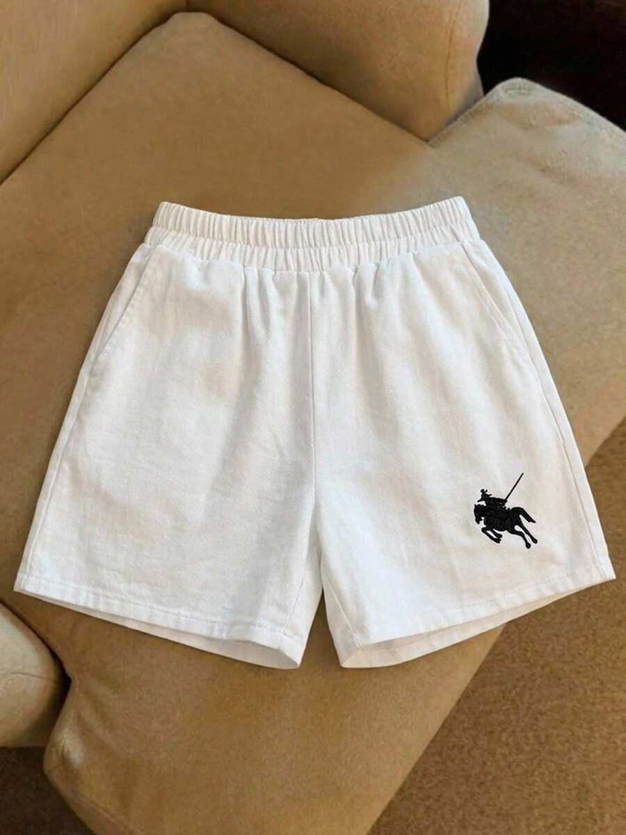 Elamini Women's White Denim Shorts, Casual Embroidered Loose Fit Shorts, Versatile White Denim Shorts For Summer Vacation, School Season, Daily Wear And Travel - White - View 1