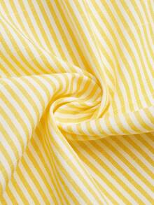 Sweetra Camicia estiva corta da donna senza maniche a righe con vita stretta - Giallo - Visualizzare 4