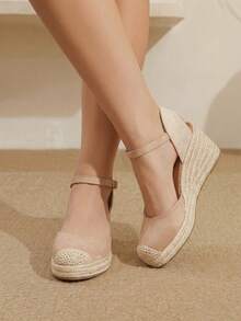 Styleloop Sepatu Wedges & Platform Wanita, Gaya Bohemian, Liburan Pantai, Nuansa Barat, Pakaian Musim Panas, Perlengkapan Perjalanan - Aprikot - View 7