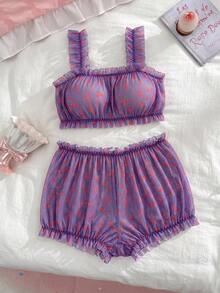 PetitDoll 女款 2 件組無鋼圈內衣套裝 - 紫丁香色 - 查看 3