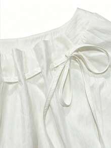 Resyla New Women's Casual Loose Slimming Ruched Bud Short Sleeve Blouse - White - View 5