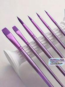 4/6/10Pcs Nylon Paint Brush Set - Multiple Shapes & Sizes, For Oil, Acrylic, Watercolor Painting, DIY Art Projects, Ideal Craft Tool For Christmas, Halloween, Thanksgiving & Gift Giving - Multicolor - View 1